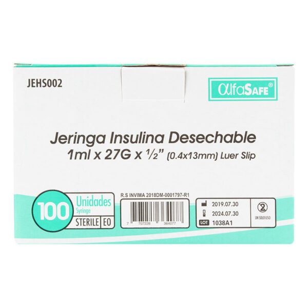 JERINGA 1 ML 27G 1/2" 100 UNI ALFA
