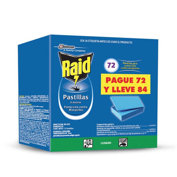 RAID PASTILLAS LAMINAS 72 UNI