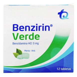 Benzirin Verde Menta Anis 12 Tabletas