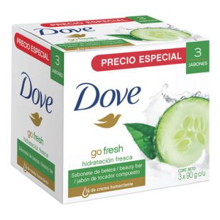 3 Jabones Dove Hidratación Fresca 90 Gr