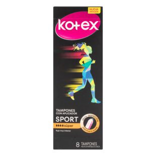 Tampones Kotex Sport Súper Con Aplicador 8 Unidades