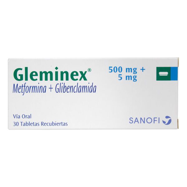 Gleminex 500 Mg+5 Mg 30 Tabletas Recubiertas