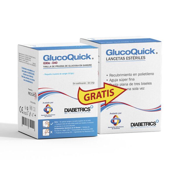 TIRAS GLUCOQUICK 50 UND + 50 LANCETAS