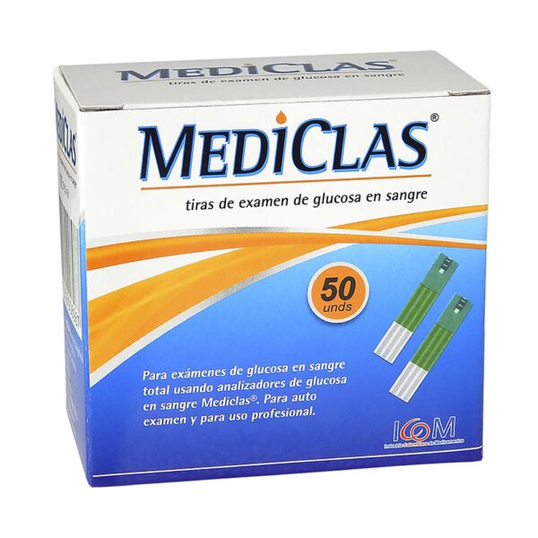 TIRAS D/GLUCOMETRO MEDICLAS X 50
