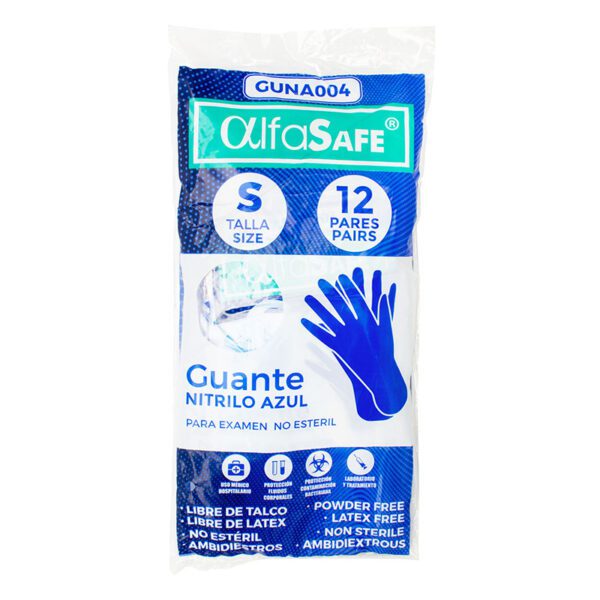 Guantes Nitrilo Alfasafe Azul Talla S 12 Uds