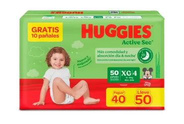 PAÑAL HUGGIES ACTIVE SEC XG PAG 40 LLV 50