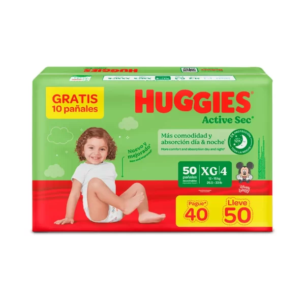 PAÑAL HUGGIES ACTIVE SEC XG PAG 40 LLV 50