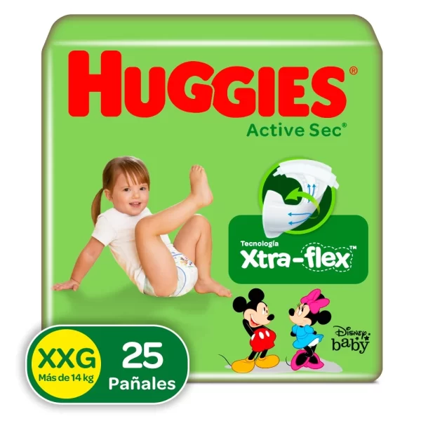 PAÑAL HUGGIES ACTIVE SEC XXG 25 UNI