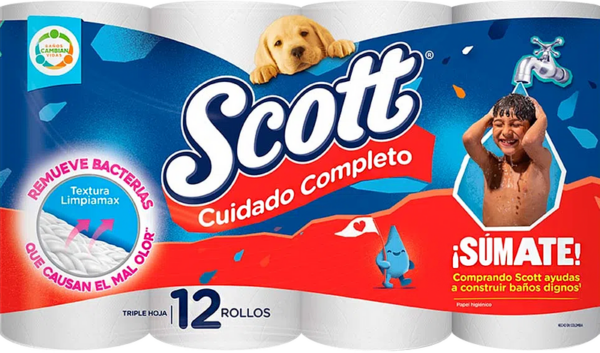 PAPEL HIGIENICO SCOT 3-1 CUIDADO COMPLETO X 12